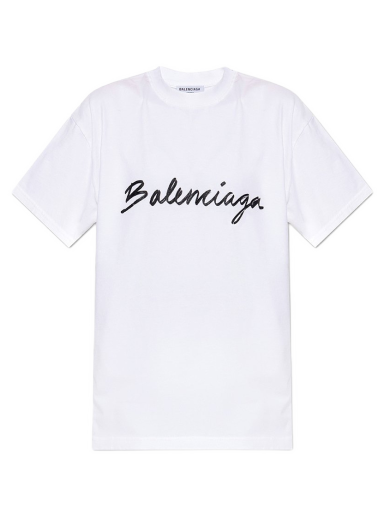 Majica kratkih rukava Balenciaga Script Logo T-shirt Bijela | 612965TMVB49040