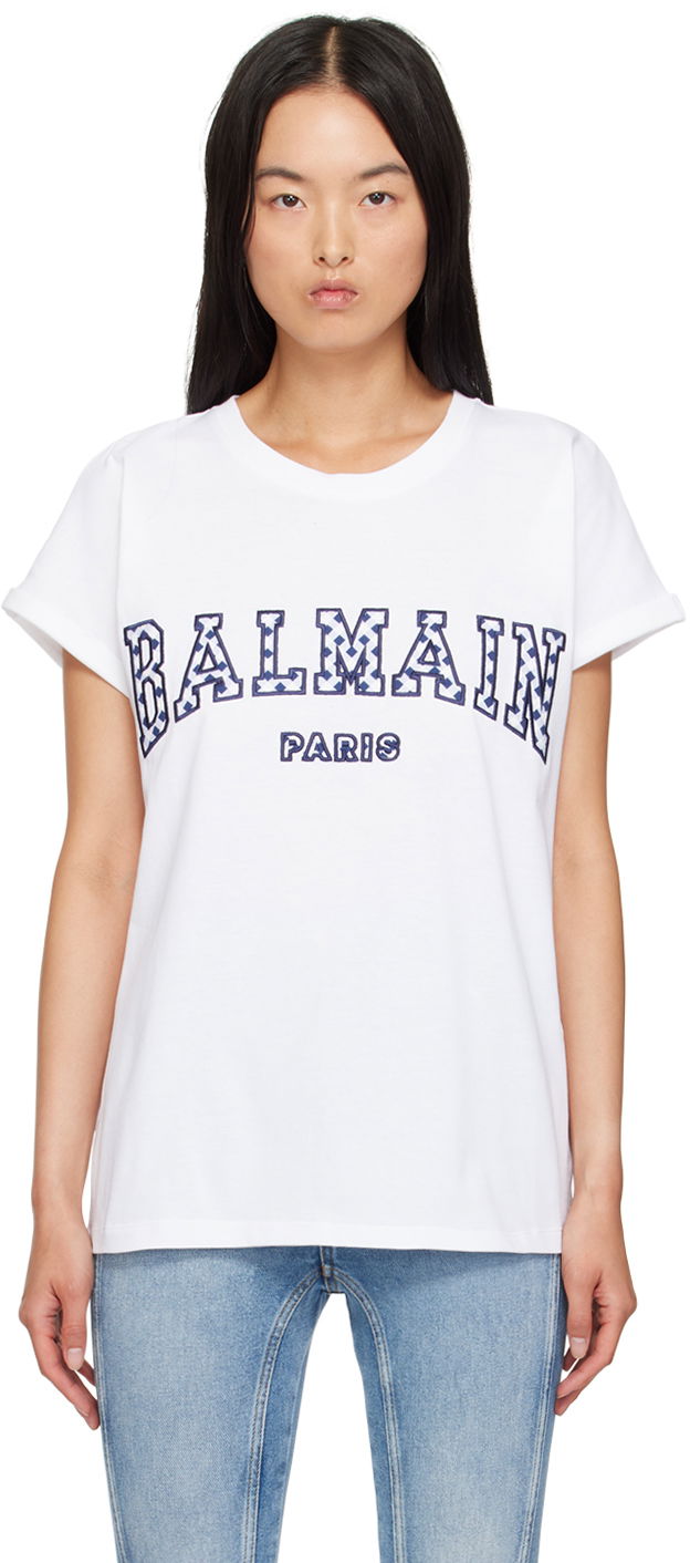 Majica kratkih rukava Balmain Lettering T-Shirt Bijela | DF0EF010BC83