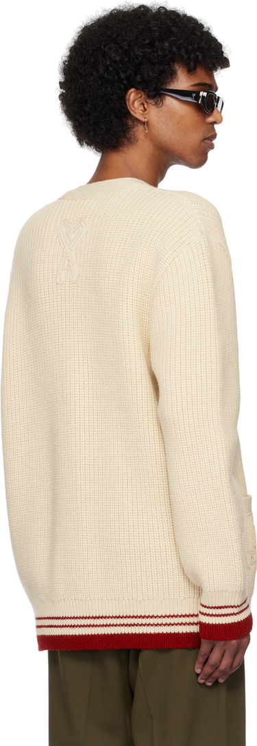 Džemper AMI AMI Paris Wool Ribbed Cardigan Bež | UKC168.KN0068, 2