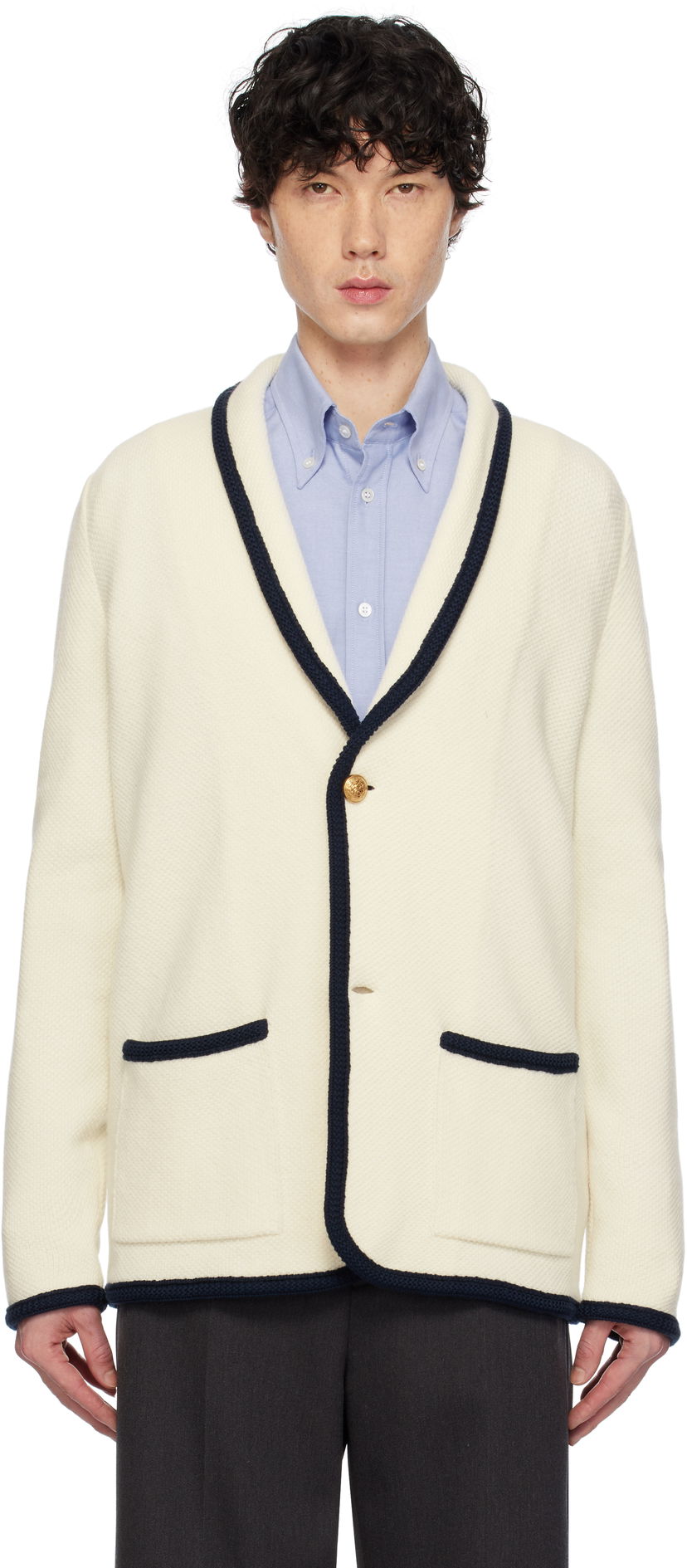 Džemper Valentino Valentino Single-Breasted Wool & Cotton Cardigan Bijela | 6V3KE02TAR2