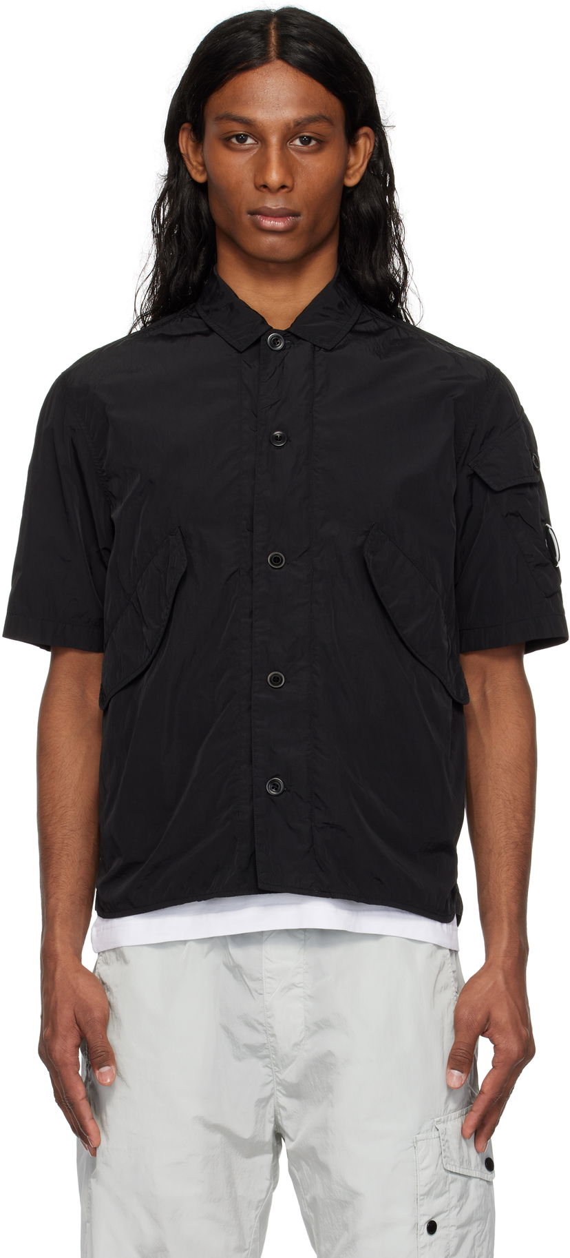 Košulja C.P. Company C.P. Company Chrome-R Short Sleeve Shirt Crna | 18CMOS035A-005904G