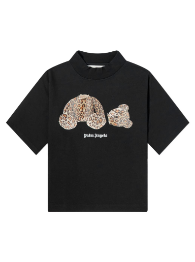 Majica kratkih rukava Palm Angels Cropped Leopard Bear Tee Crna | PWAA020S22JER0021060