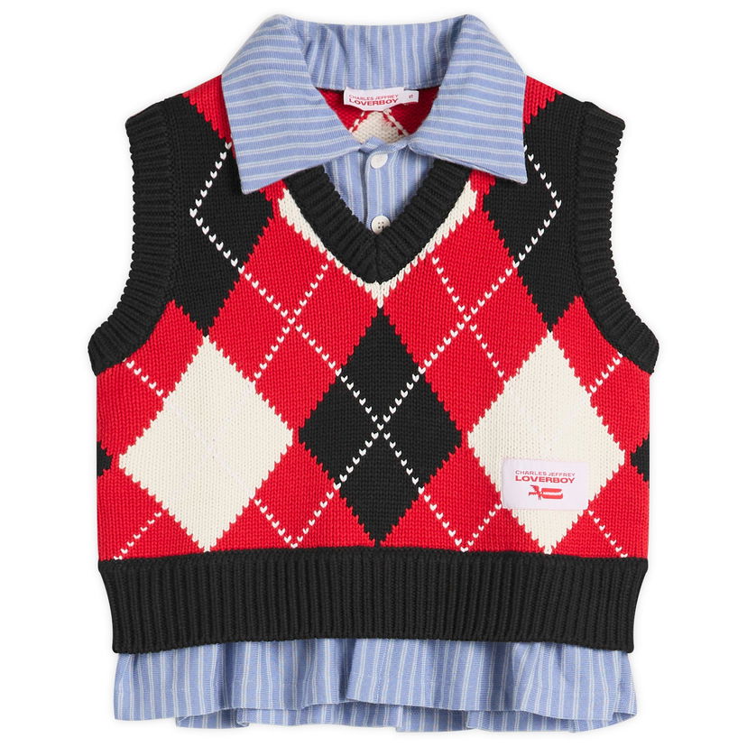 Džemper Charles Jeffrey Loverboy Charles Jeffrey Loverboy Argyle Knit Cropped Vest Višebojno | 054091401