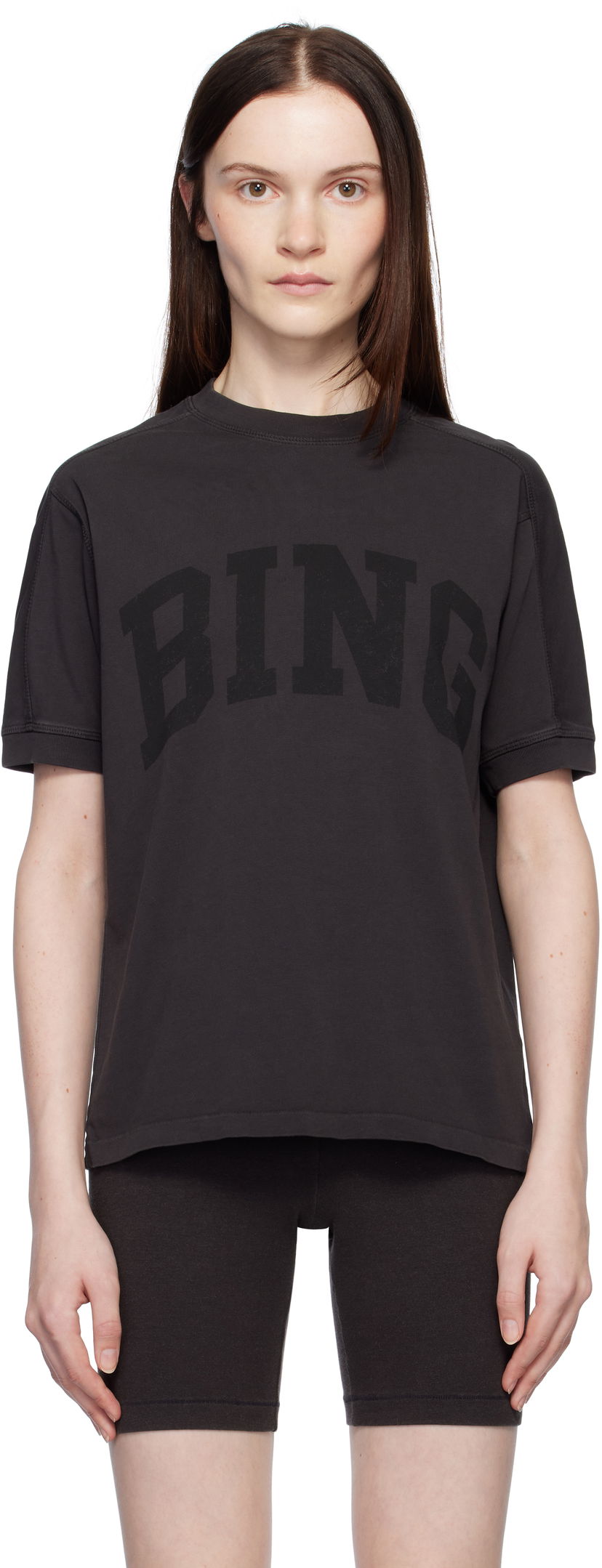Majica kratkih rukava Anine Bing Jaylin T-shirt with Logo Siva | A-08-10527-WBL25