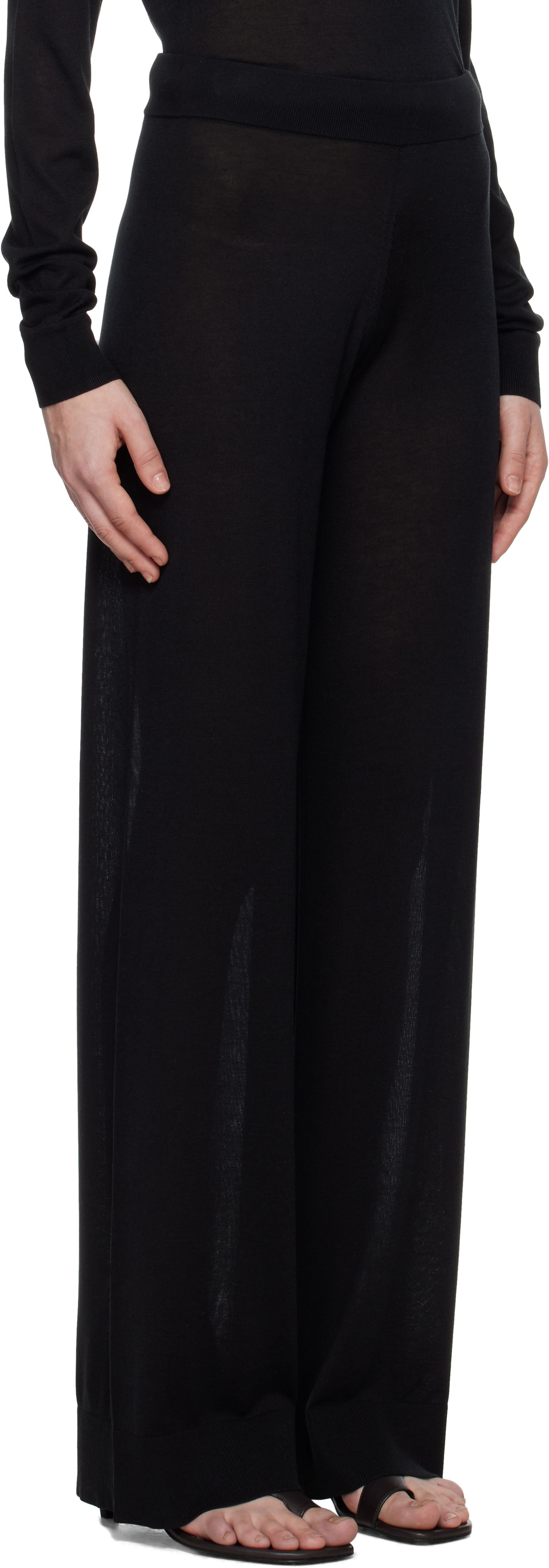 Hlače TOTEME TOTEME Wide Knit Trousers Crna | 252-WRB0258-YA0151, 1