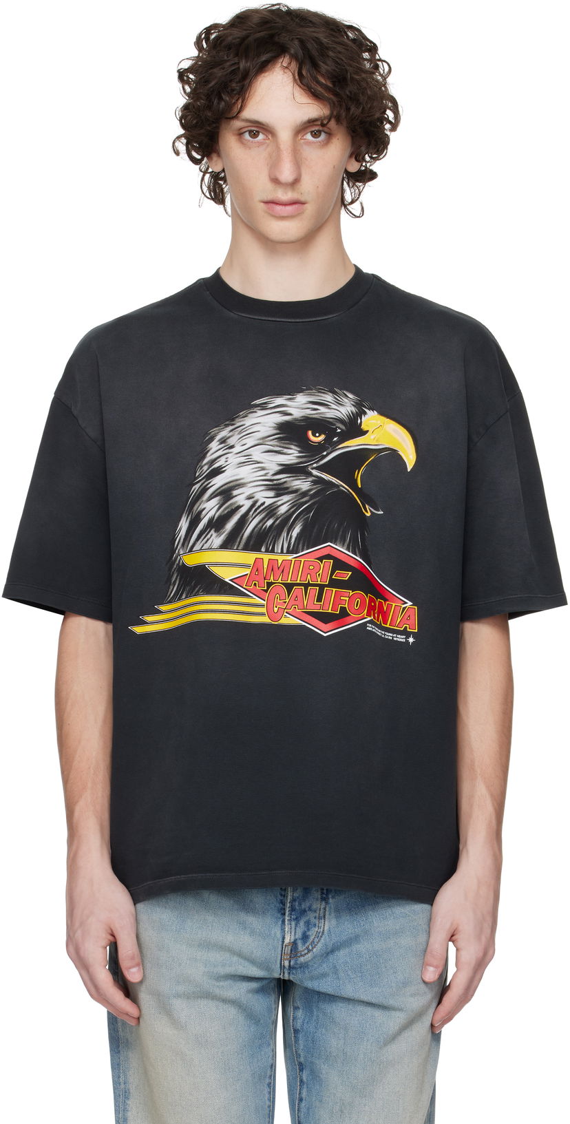 Majica kratkih rukava AMIRI Amiri Eagle Oversized T-Shirt Crna | AMJYTE1209