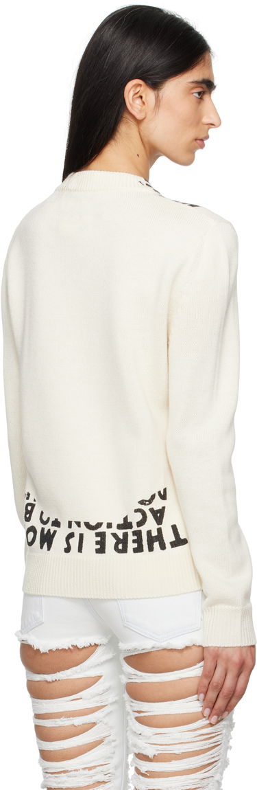 Džemper Maison Margiela MM6 Maison Margiela SIDA Print V-Neck Sweater Bijela | S62HN0005 M13122, 2