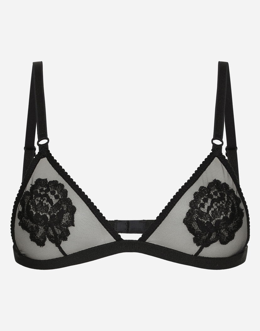 Grudnjak Dolce & Gabbana Dolce & Gabbana Floral Lace Triangle Bralette Crna | O1G24TONQ79N0000