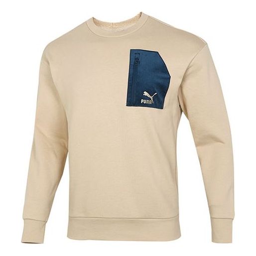 Džemper Puma PUMA Contrasting Colors Pocket Round Neck Pullover Bež | 535130-12