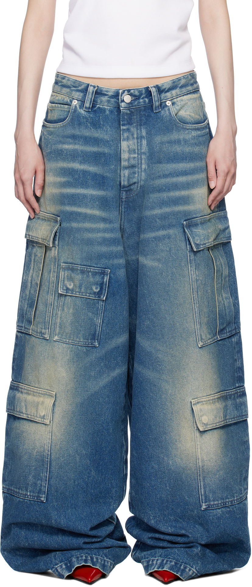 Cargo hlače Ambush Vintage Wash Denim Cargo Pants Plava | BWYB003F24DEN0014400