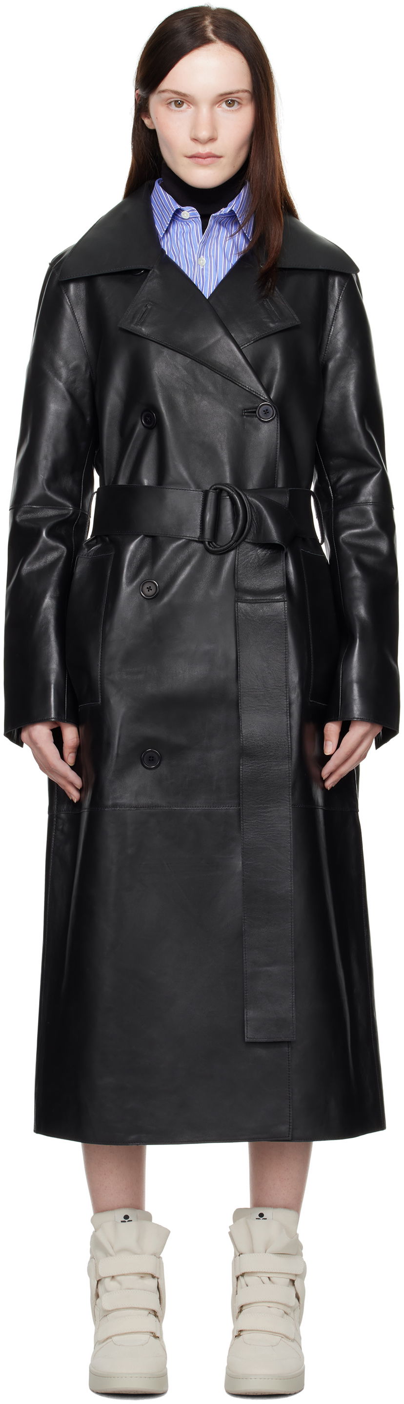 Trenčkot STAND STUDIO Stand Studio Paris Leather Trench Coat Crna | 61538-7840