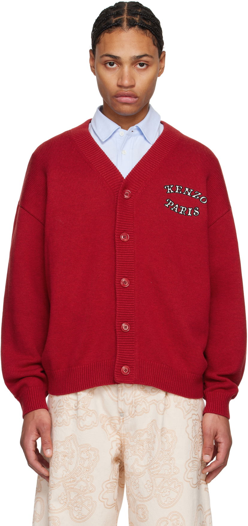 Džemper KENZO VERDY Edition Embroidered Logo Cardigan Crvena | FF58CA7133CK