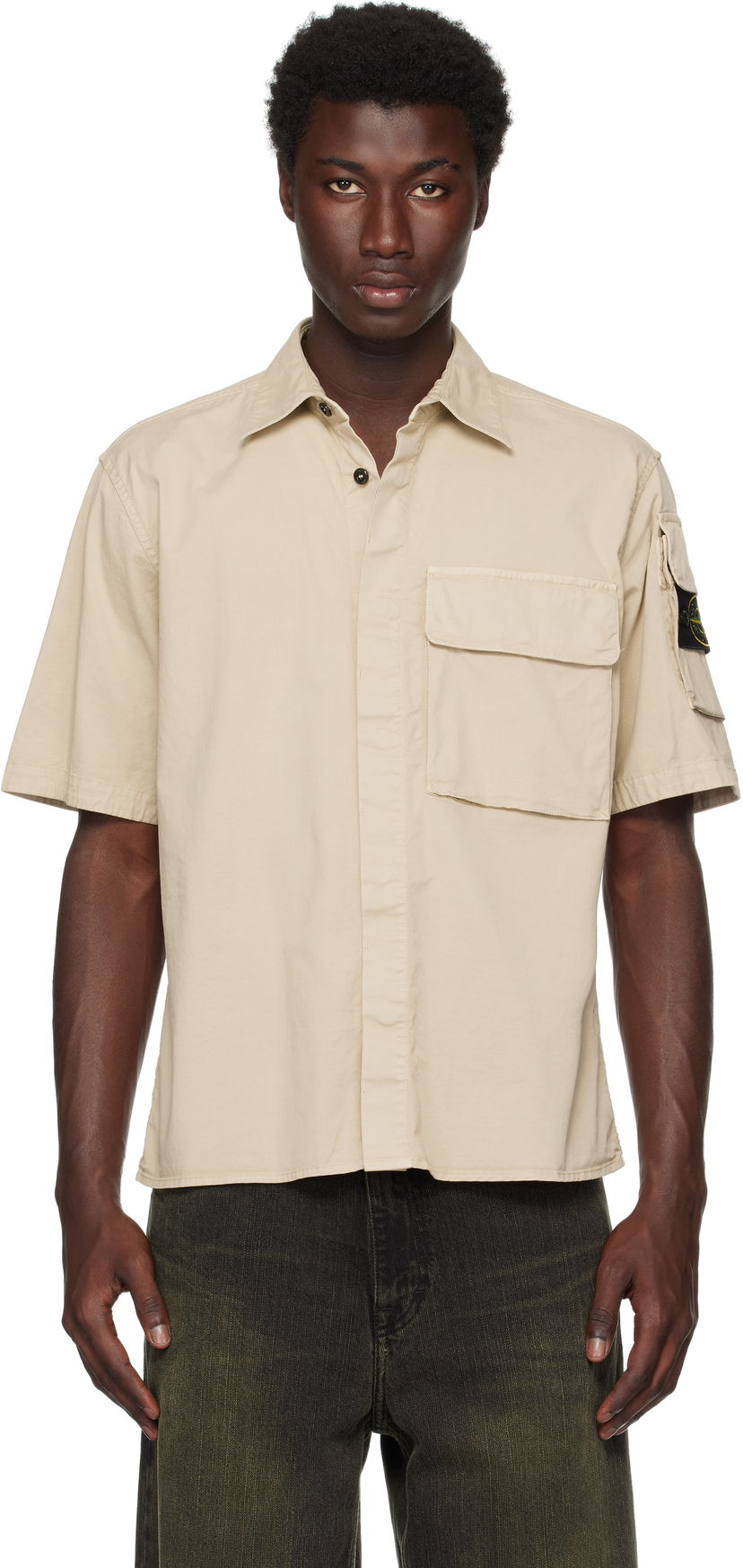 Košulja Stone Island Supima Cotton Twill Stretch-TC Shirt Bež | K2S15 1100007 S0010
