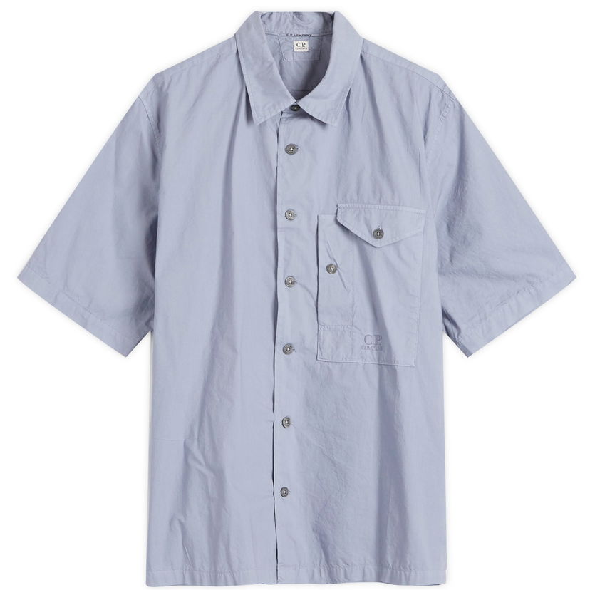 Košulja C.P. Company C.P. Company Short Sleeve Shirt with Pocket Logo Plava | 18CMSH249A-005328G-PRP