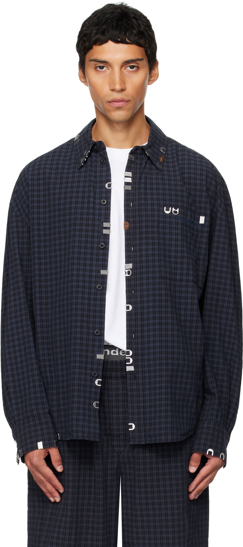 Košulja Alexander Wang Alexander Wang Boxy Check Shirt Tamnoplava | 6WC3251093