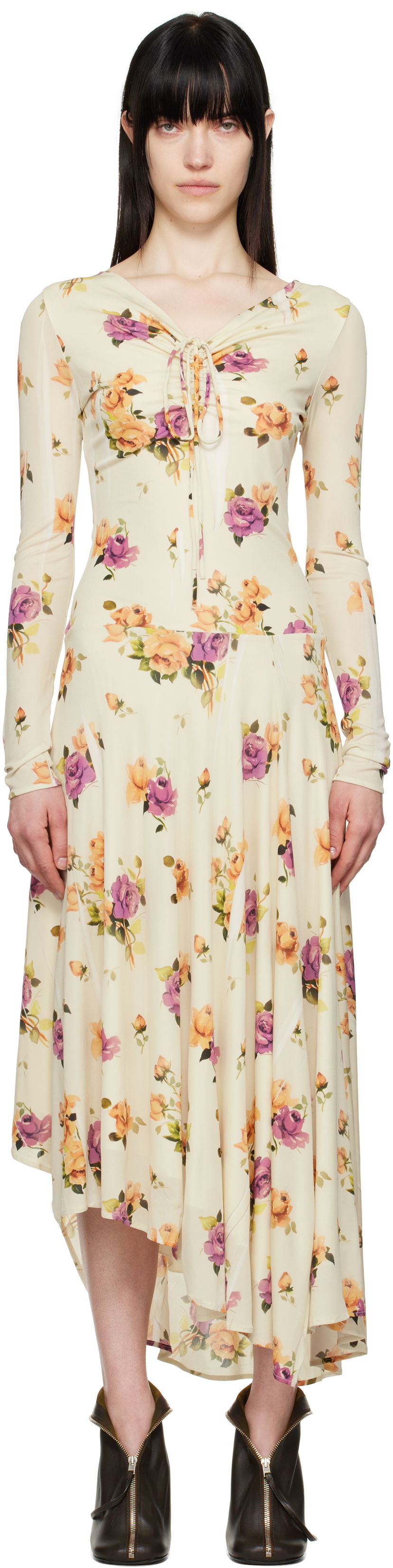 Haljina Acne Studios Acne Studios Floral Midi Dress Bež | A20810-