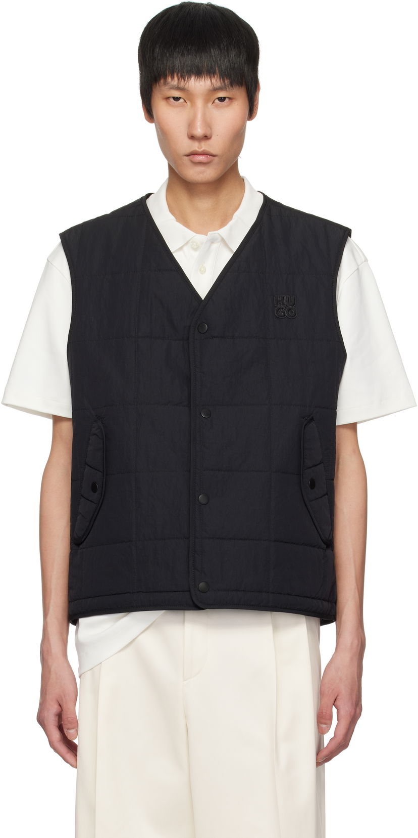 Prsluk BOSS Hugo Stacked Logo Nylon Vest Crna | 50530750