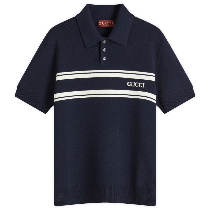 Polo majica Gucci Striped Knitted Polo Tamnoplava | 795342-XKD5J-4144