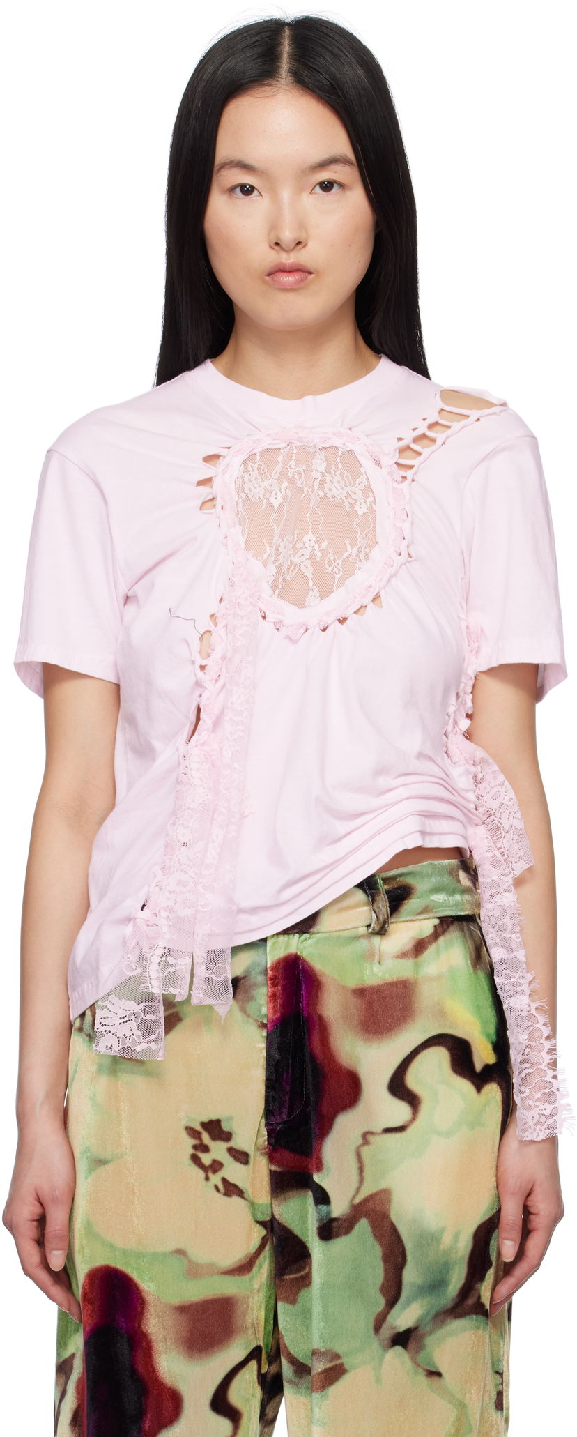 Majica kratkih rukava Collina Strada Collina Strada Lace Heart Nash T-Shirt Ružičasta | XX3051