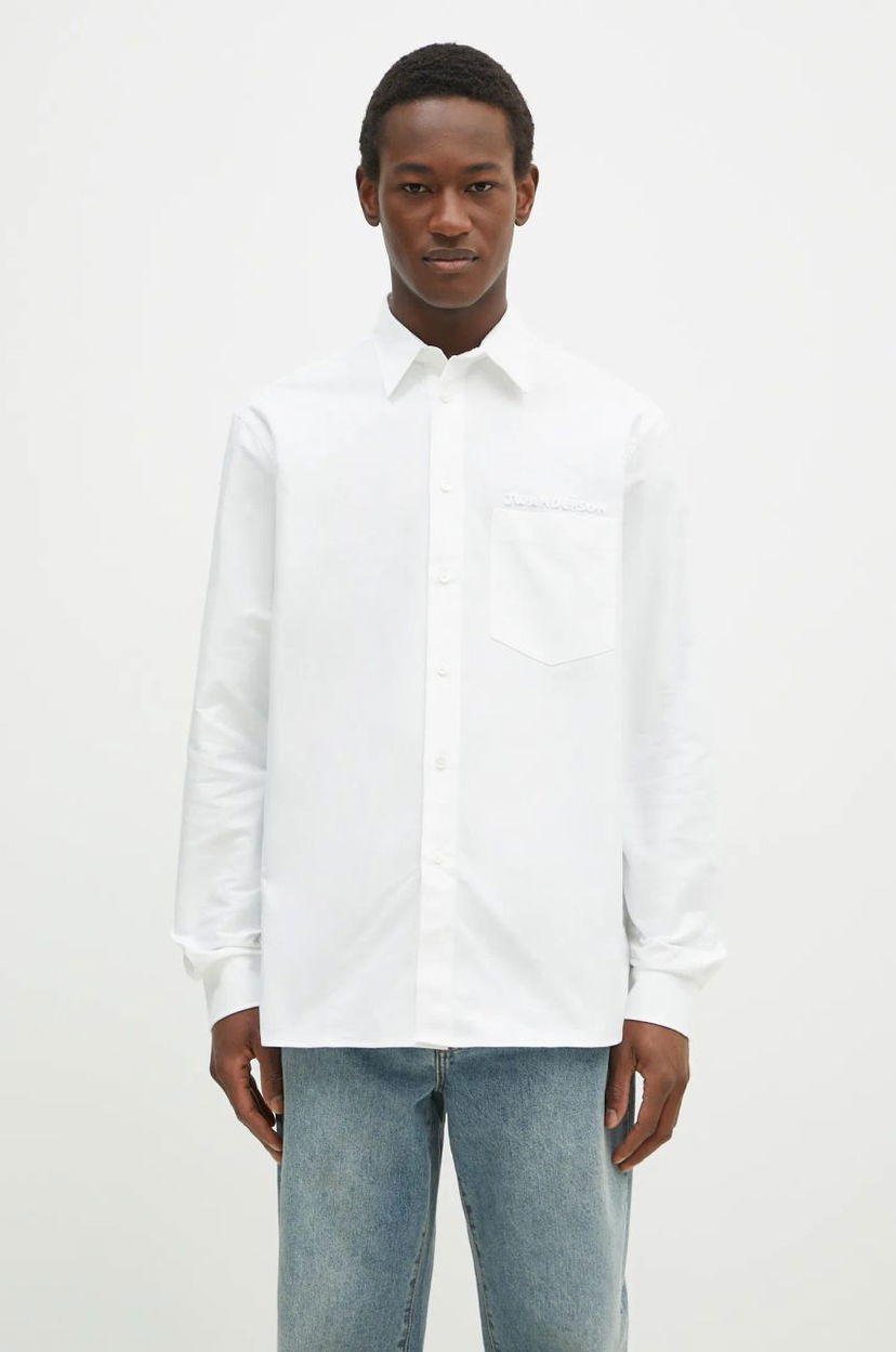 Košulja JW Anderson JW Anderson Classic Fit Logo Pocket Shirt, Relaxed, Classic Collar Bijela | SH0328.PG1140.001