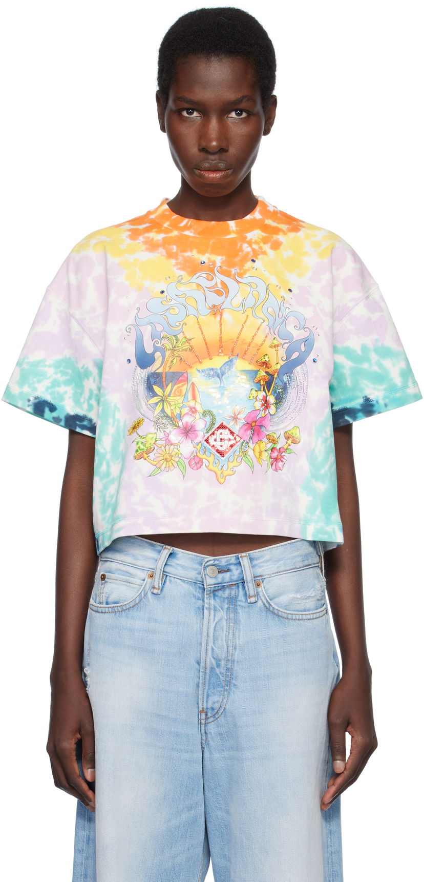 Crop top Casablanca Casablanca Surf Trip Tie-Dye Cropped T-Shirt Višebojno | WS25-JTS-037-01