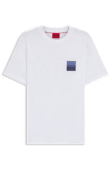 Majica kratkih rukava BOSS HUGO Men's T-Shirt with Split Logo Bijela | 50544458