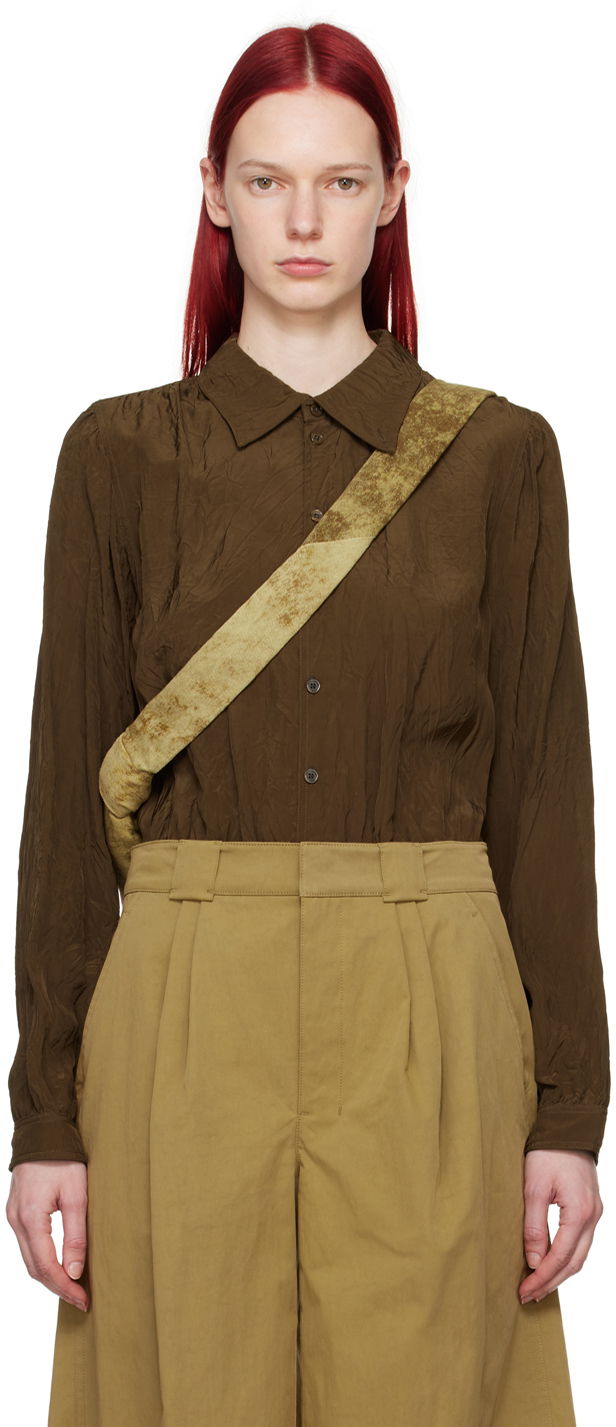Košulja LEMAIRE Lemaire Gathered Long Sleeve Blouse Smeđa | TO1221 LF1024