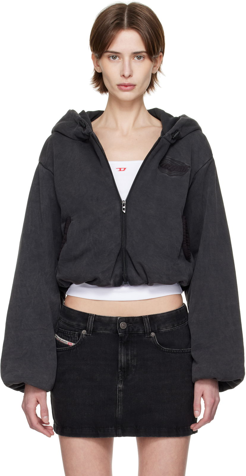 Dukserice Diesel Diesel F-Enerd Cropped Hoodie Crna | A16615 0BNEG