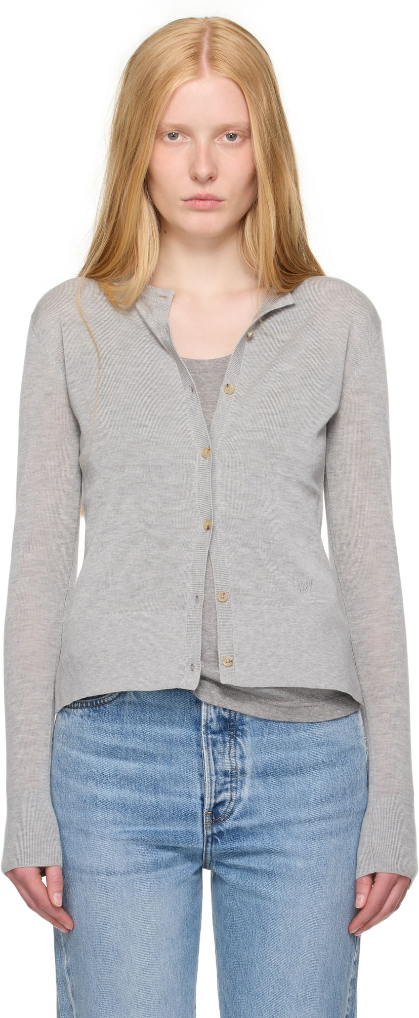 Džemper TOTEME TOTEME Fine Knit Cardigan Siva | 243-WRT0329-YA0079