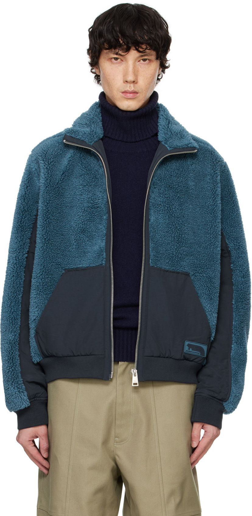 Jakna MAISON KITSUNÉ Fleece Jacket Plava | NM02101WM2012