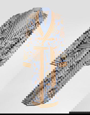 Pidžama Dolce & Gabbana Dolce & Gabbana Silk Twill Shell-Print Robe Plava | G031TTHI1ZBHC5PK, 0