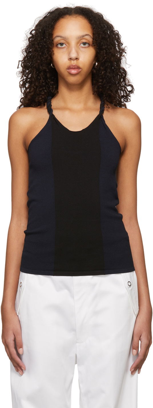 Majica bez rukava Dion Lee Cotton Blend Tie-Strap Tank Top Tamnoplava | C7057S22