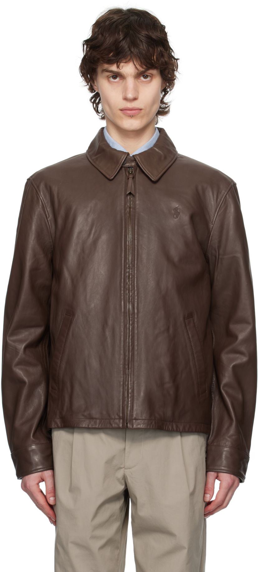 Jakna Polo by Ralph Lauren Polo Ralph Lauren Zip Leather Jacket Smeđa | 710671431002