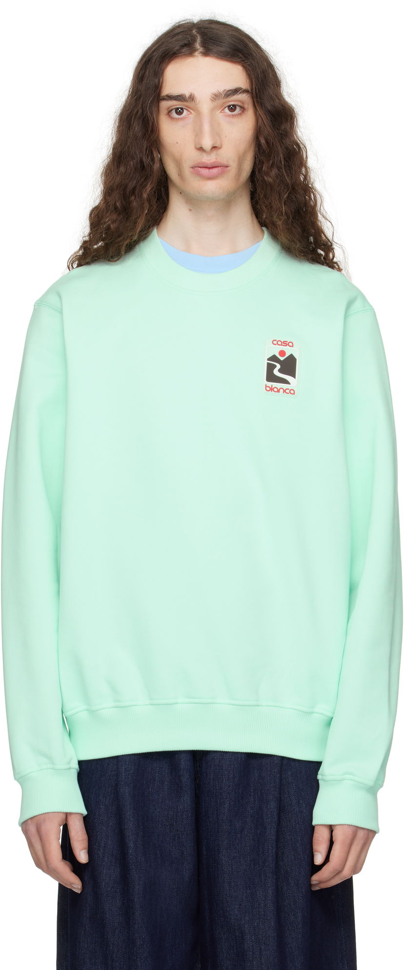 Dukserice Casablanca Casablanca Sunset Valley Sweatshirt Zelena | MPF25-JTP-293-04