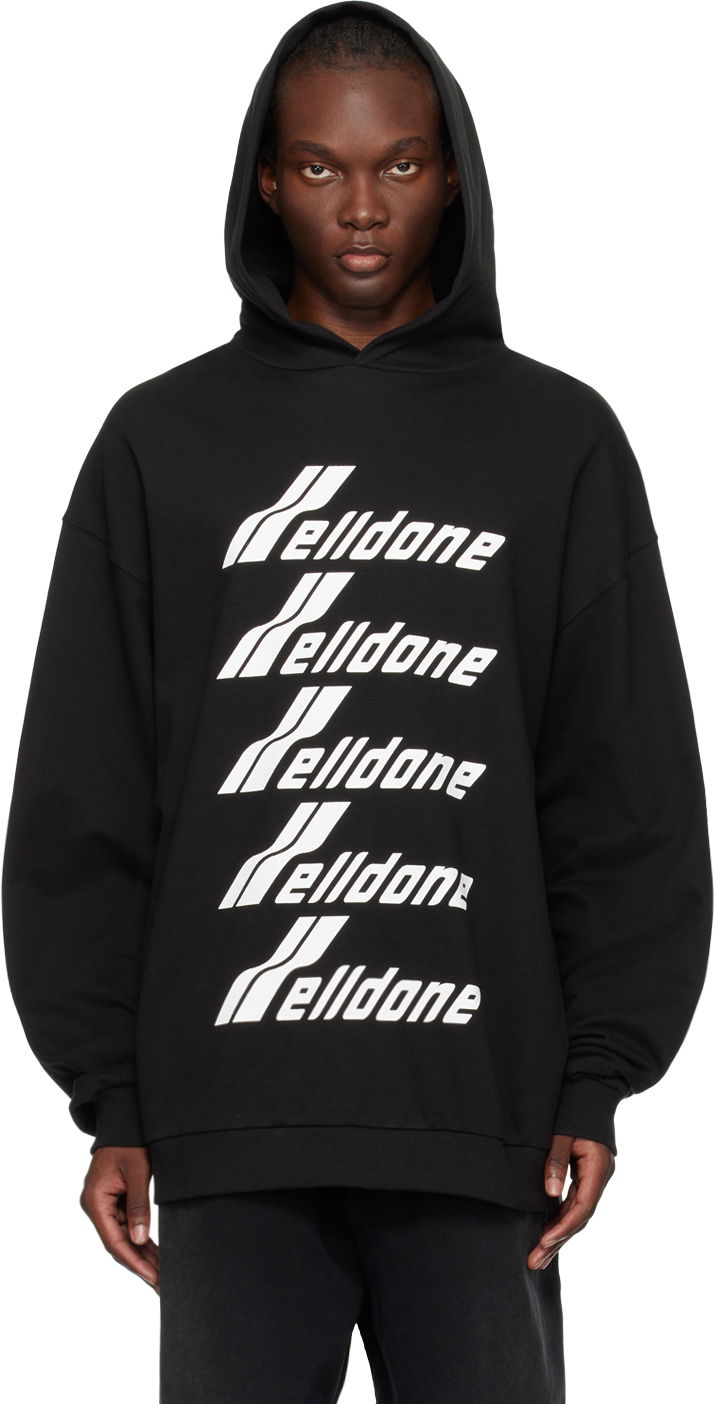 Dukserice We11done Printed Hoodie Crna | WD-TH3-22-729-U-BK