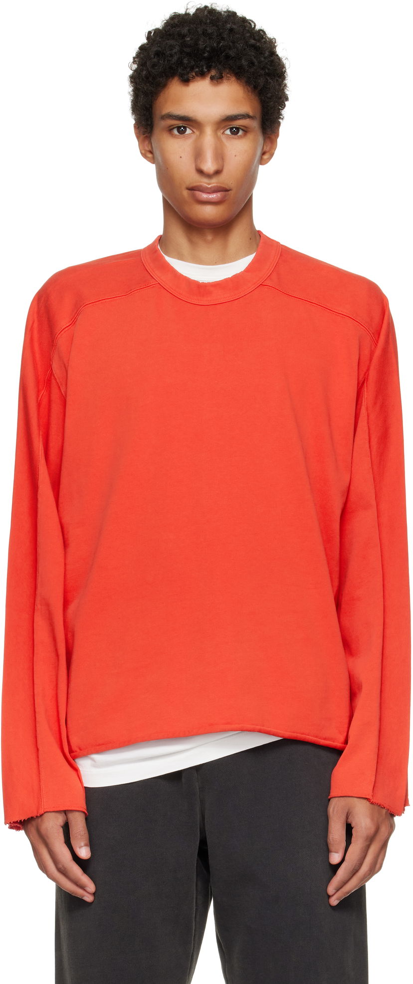 Majica kratkih rukava Entire Studios Heavy Raglan Raw-Edge Long Sleeve T-shirt Narančasta | ES2486CH
