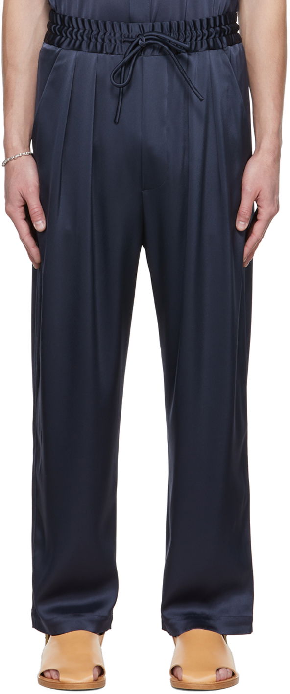 Hlače Nanushka Nanushka Jiro Pleated Trousers Tamnoplava | NM22PFPA00759