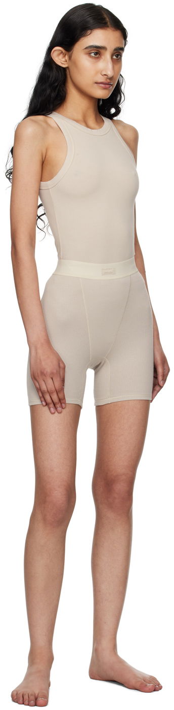 Kratke hlače SKIMS Ribbed Boxer Shorts Bež | PN-HWS-0042, 3