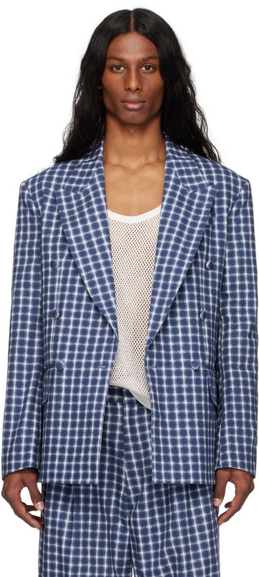 Jakna ERL ERL Check Double-Breasted Blazer Plava | ERL10J038, 0