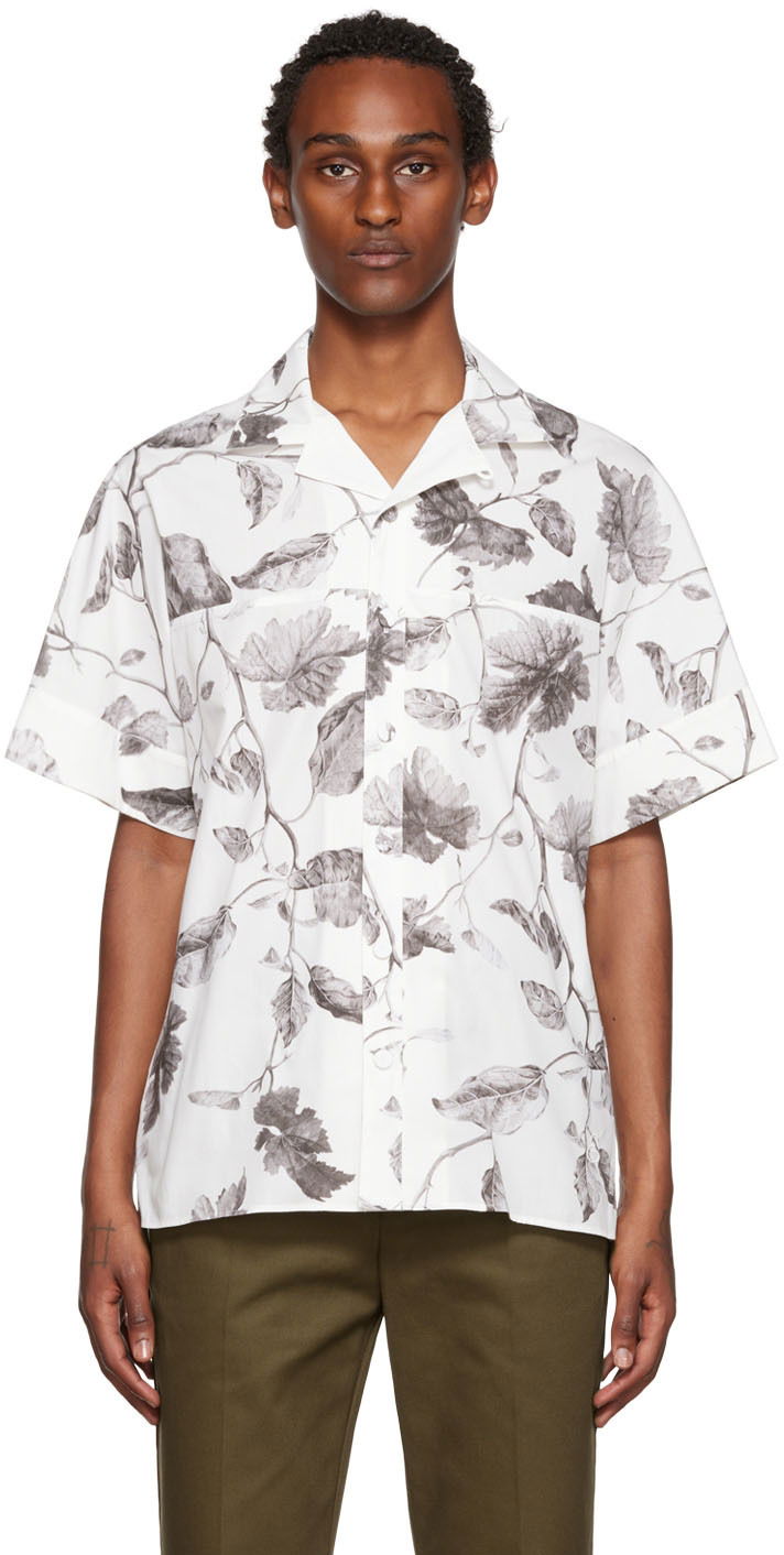 Košulja Erdem Erdem Philip Leaf-Print Shirt Bijela | MF22_503MLLWP PHILIP