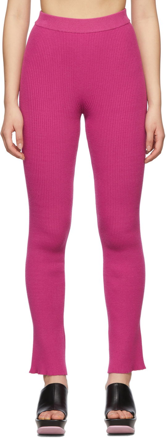 Tajice MSGM Ribbed Straight Leg Pants Ružičasta | 3241MDP111 227281