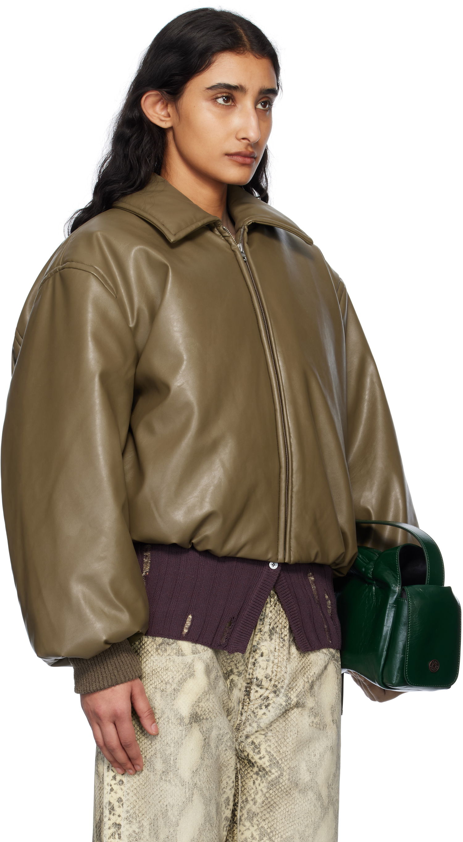 Bomber jakna Acne Studios Coated Faux-Leather Bomber Jacket Smeđa | A90570-, 1