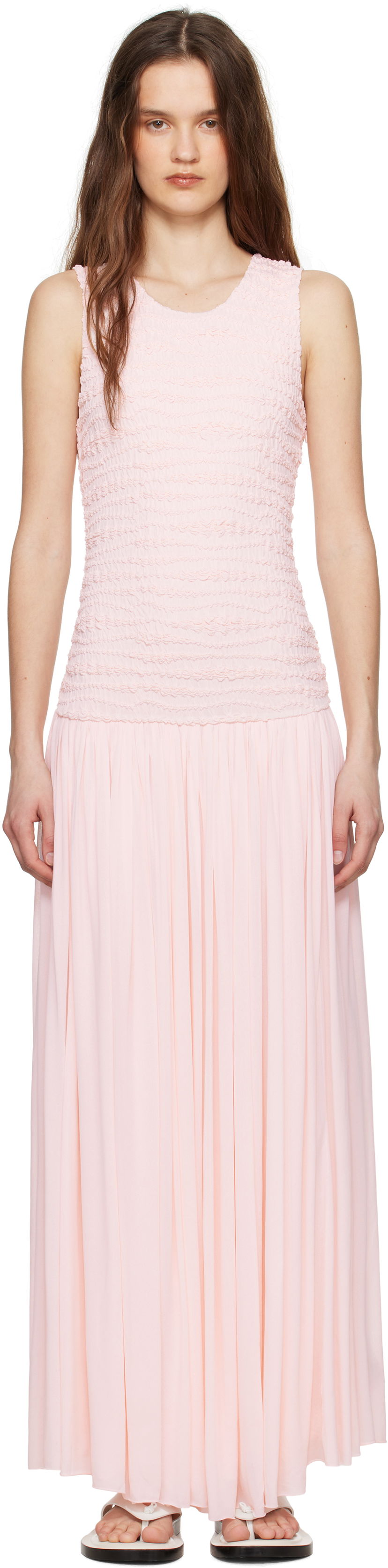 Haljina Jil Sander Jil Sander Shirred Maxi Dress Ružičasta | J02CT0475_J20266