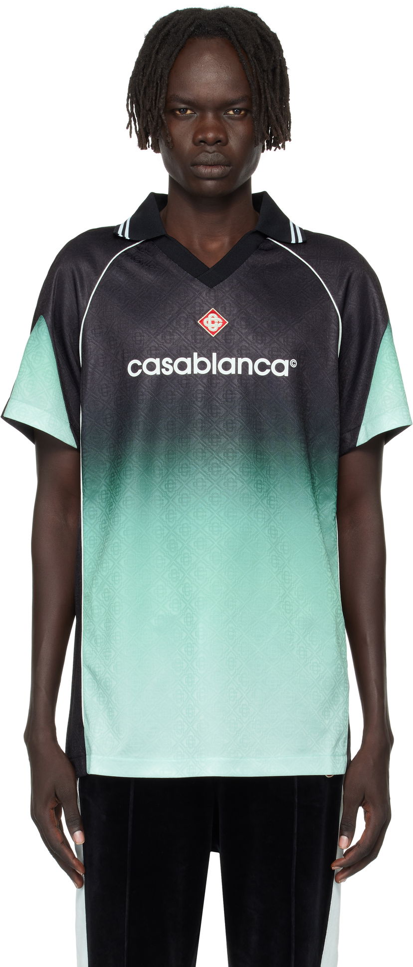 Dres Casablanca Casablanca Monogram Football Jersey Crna | U-MPF25-JTP-375-01