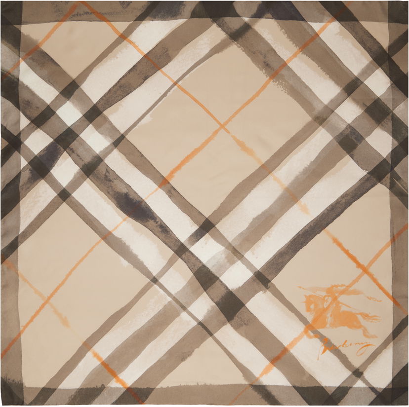 Šal Burberry Burberry Watercolor Check Silk Scarf Bež | 8107301
