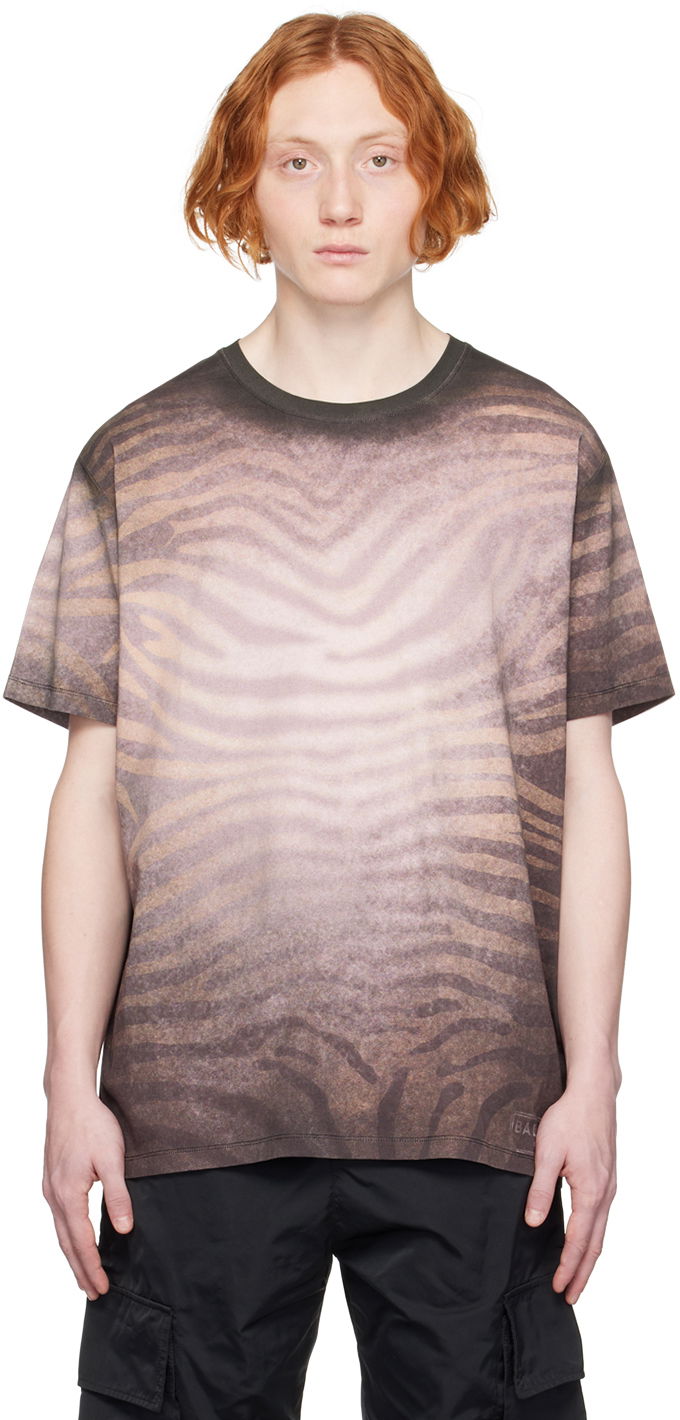 Majica kratkih rukava Balmain Zebra Print Relaxed Fit T-Shirt Smeđa | AH1EG010GC50