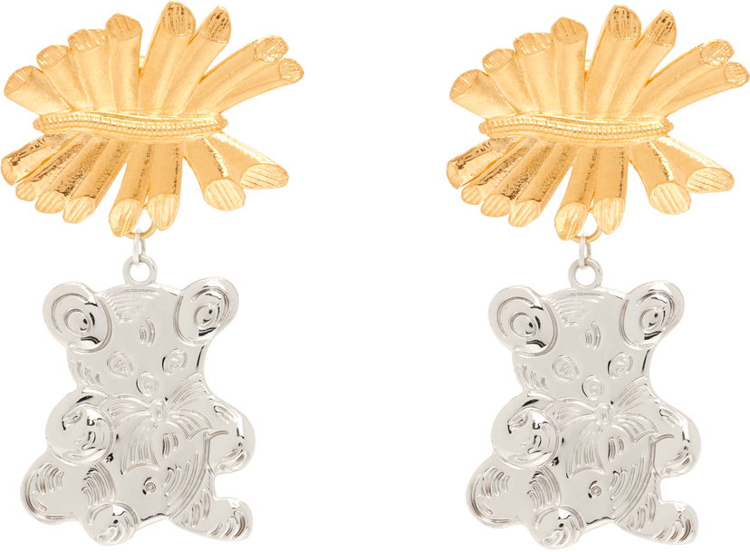 Naušnice Chopova Lowena Chopova Lowena Barbed Bunny Teddy Bear Drop Earrings Metalik | 6630