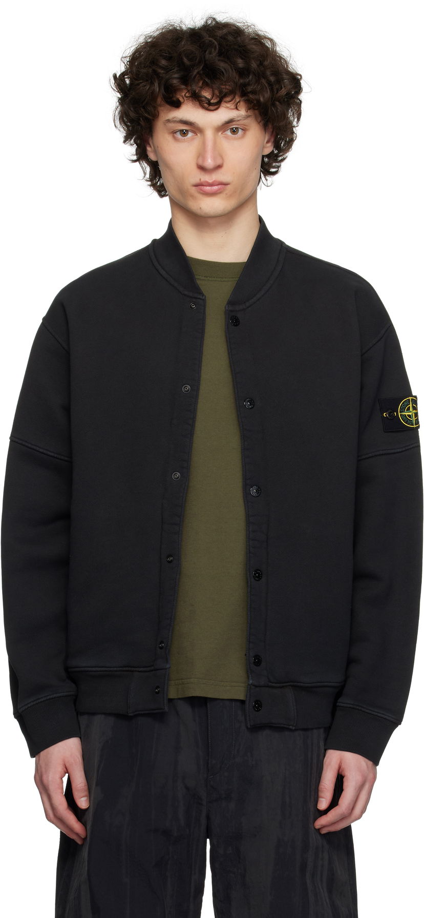 Bomber jakna Stone Island Stone Island Diagonal Fleece Old Effect Bomber Jacket Crna | K1S15 6100034 S0045