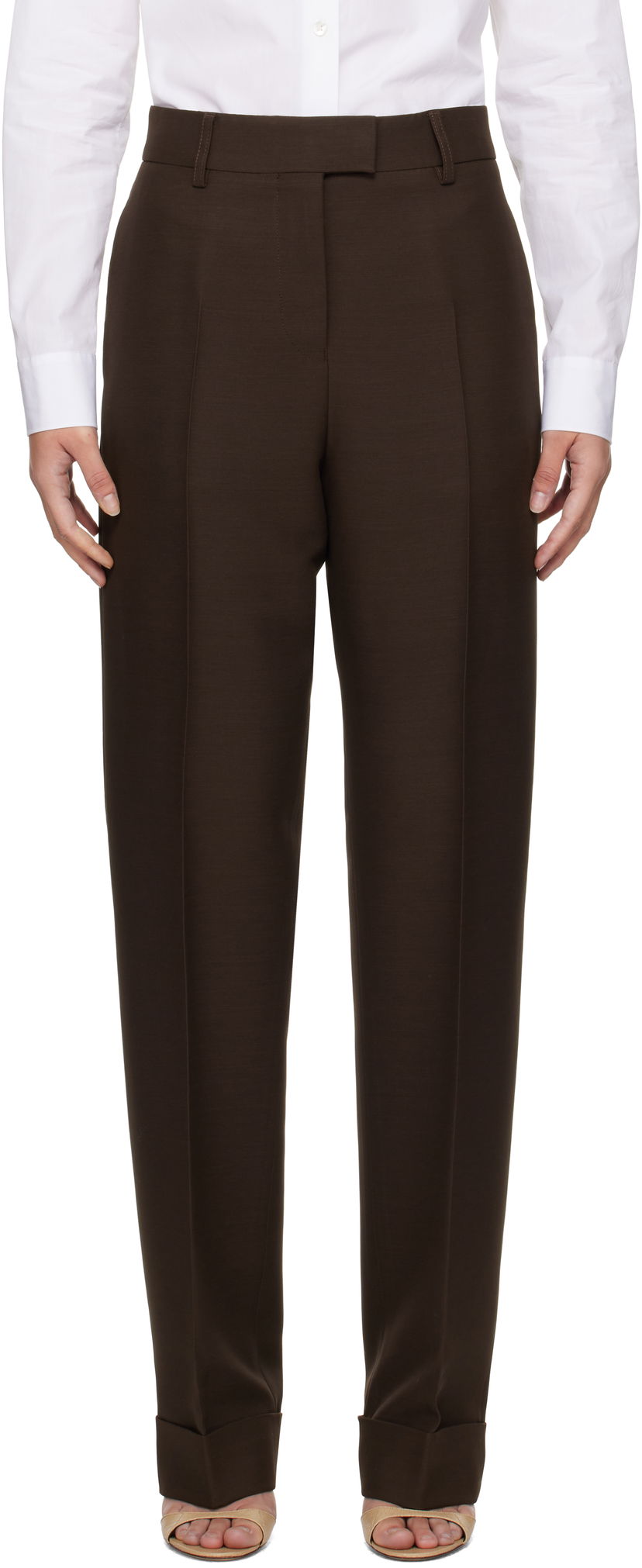 Hlače FERRAGAMO Turn Up Trousers Smeđa | 780901