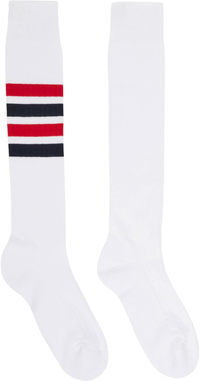 Čarape Thom Browne Thom Browne Striped Knee-High Socks Bijela | MAS085A-01690